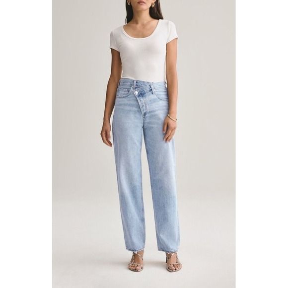 Agolde Denim - Agolde Criss Cross Upsized Jeans Light Blue Straight Leg Denim A097-983 Size 27